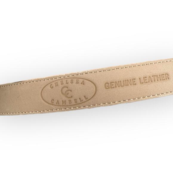 Vintage Ivory and Gold Genuine Leather Belt Size Small - Picture 10 of 10